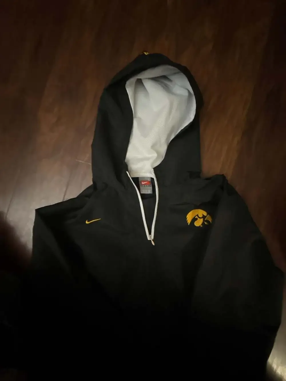 Nike Team Iowa Hawkeyes Half-Zip Hooded Anorak Windbreaker Jacket